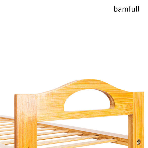 bamfull Concise 12-Batten 4 Tiers Bamboo Shoe Rack Wood Color