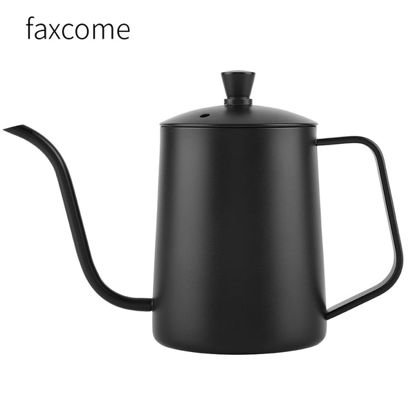 faxcome 550ml faxcome Stainless Steel Long Gooseneck Coffee Pot Kettle with Lid for Home Kitchen Coffee Shop