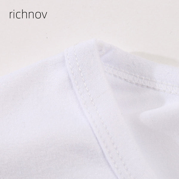 richnov Pure white modal T-shirt round collar long sleeve bottoming shirt overalls