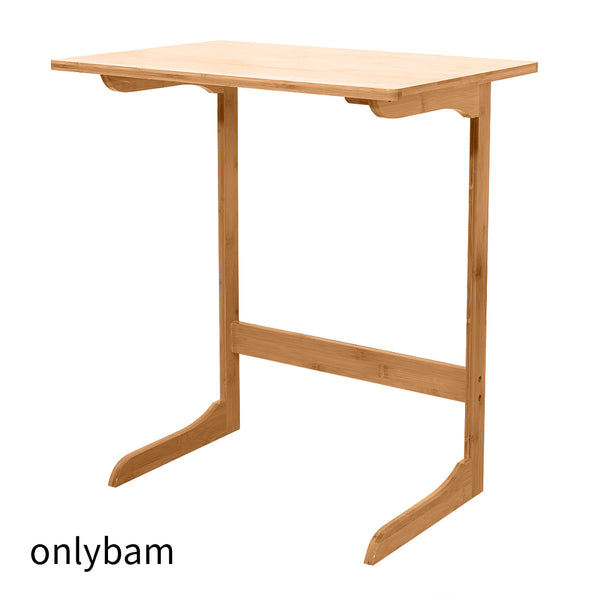 onlybam 60x40x65cm L-shaped Bamboo Sofa Side Table Sandal Wood Color