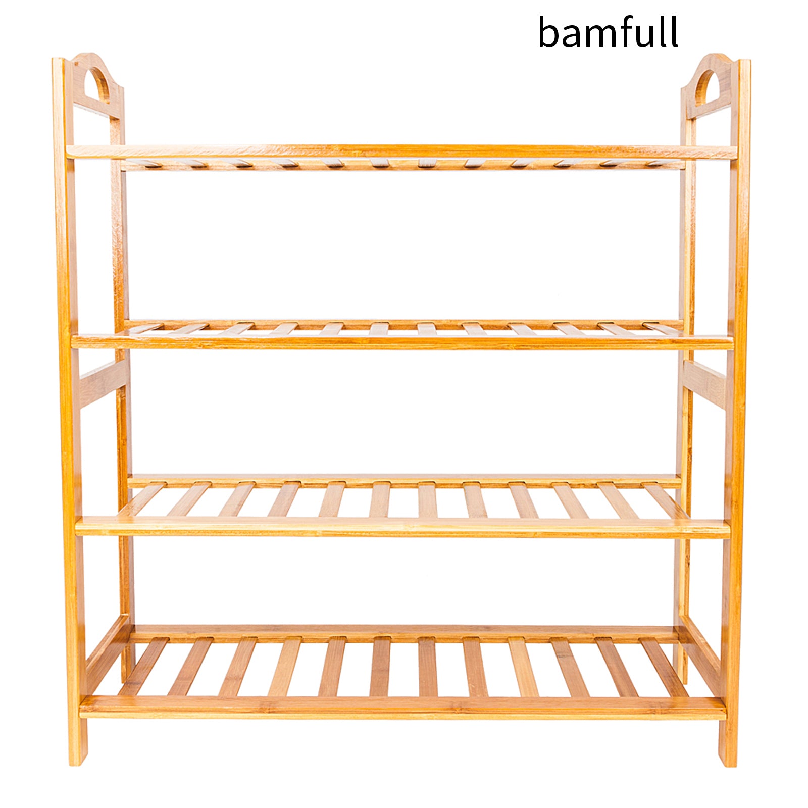 bamfull Concise 12-Batten 4 Tiers Bamboo Shoe Rack Wood Color