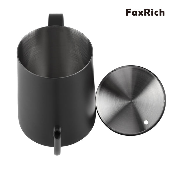 FaxRich 550ml Stainless Steel Long Gooseneck Coffee Pot Kettle with Lid for Home Kitchen Coffee Shop