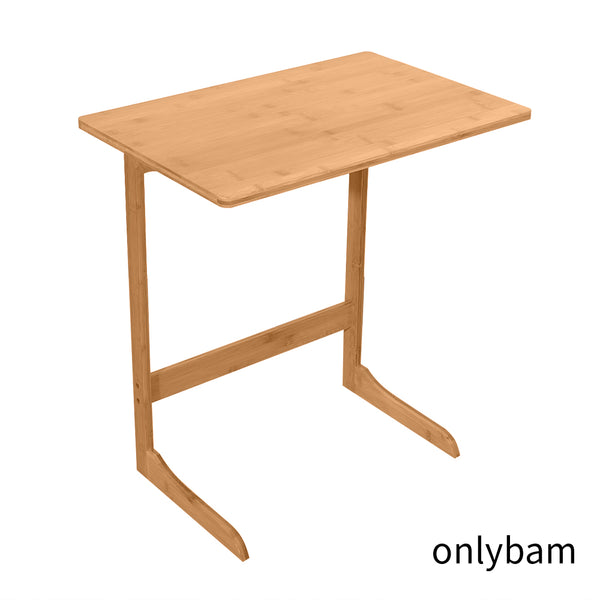 onlybam 60x40x65cm L-shaped Bamboo Sofa Side Table Sandal Wood Color