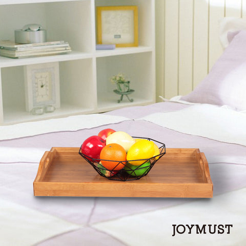 JOYMUST Tray With Handles Wood Color