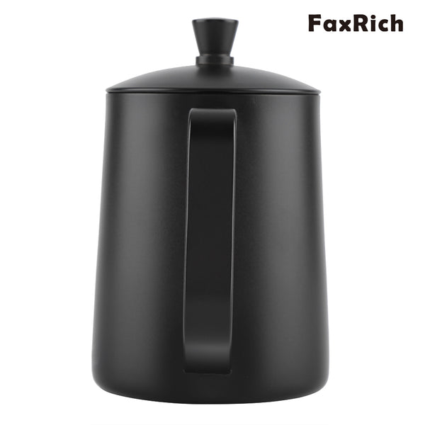 FaxRich 550ml Stainless Steel Long Gooseneck Coffee Pot Kettle with Lid for Home Kitchen Coffee Shop