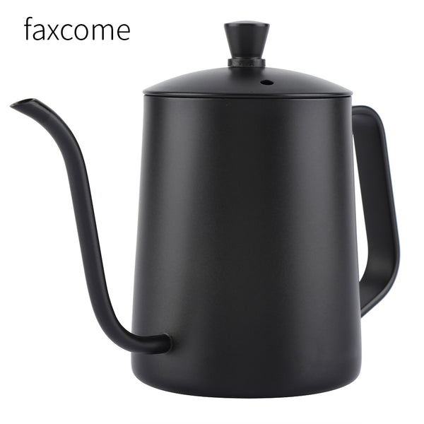 faxcome 550ml faxcome Stainless Steel Long Gooseneck Coffee Pot Kettle with Lid for Home Kitchen Coffee Shop