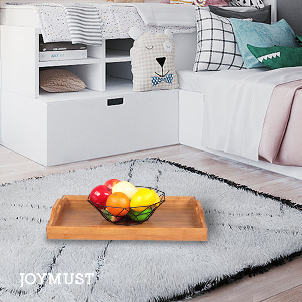 JOYMUST Tray With Handles Wood Color