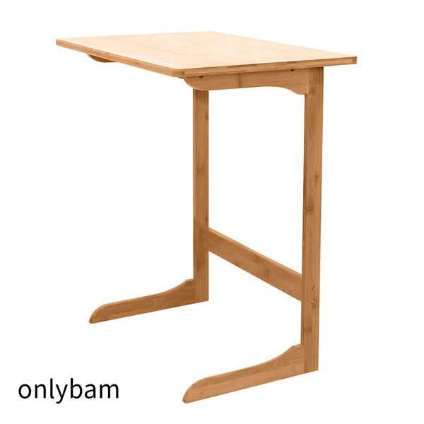 onlybam 60x40x65cm L-shaped Bamboo Sofa Side Table Sandal Wood Color