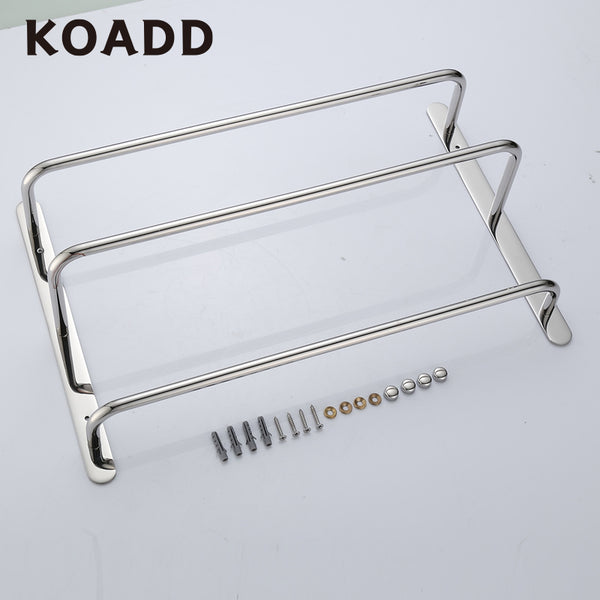 KOADD 304 Stainless Steel Hand Polishing Finished Three Towel Bars Towel Rack Wall Mounted Multilayer Bathroom Accessories KJWY003YIN-45CM