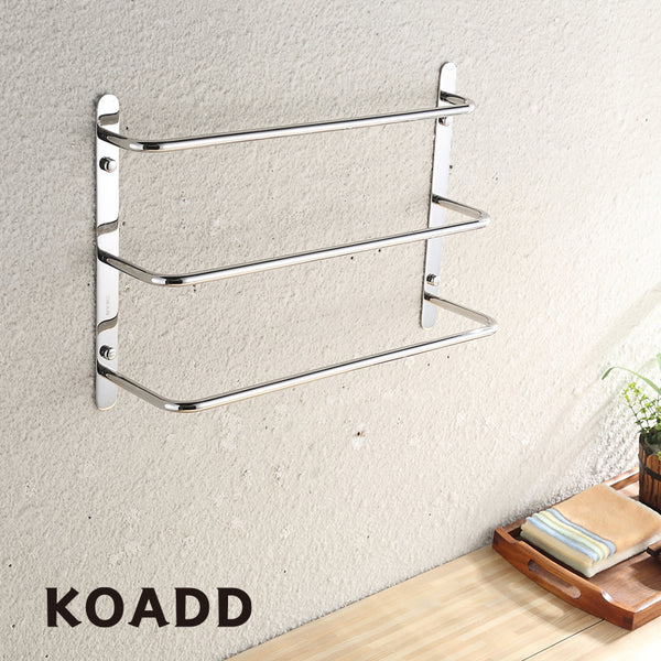 KOADD 304 Stainless Steel Hand Polishing Finished Three Towel Bars Towel Rack Wall Mounted Multilayer Bathroom Accessories KJWY003YIN-45CM