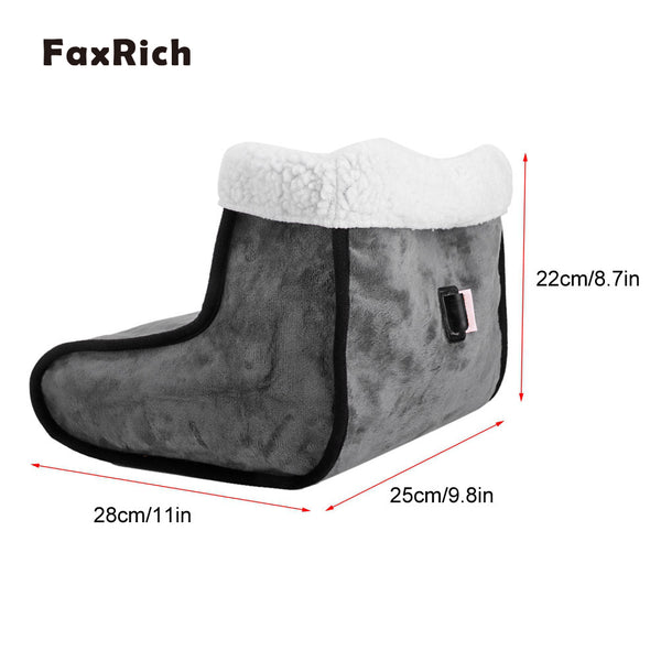 FaxRich 100-240V Electric Foot Warmer Detachable Feet Heating Boot Heater Shoes US Plug (Grey)
