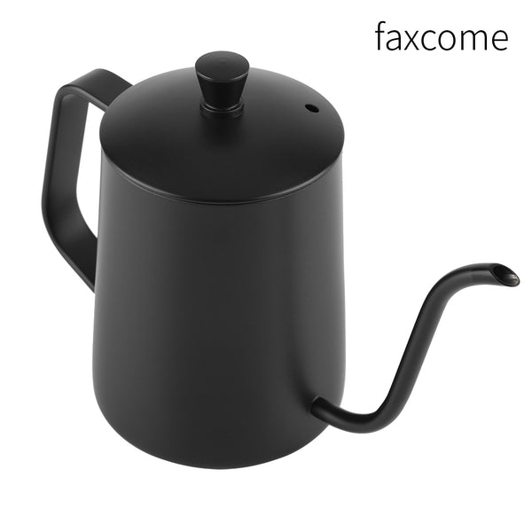 faxcome 550ml faxcome Stainless Steel Long Gooseneck Coffee Pot Kettle with Lid for Home Kitchen Coffee Shop