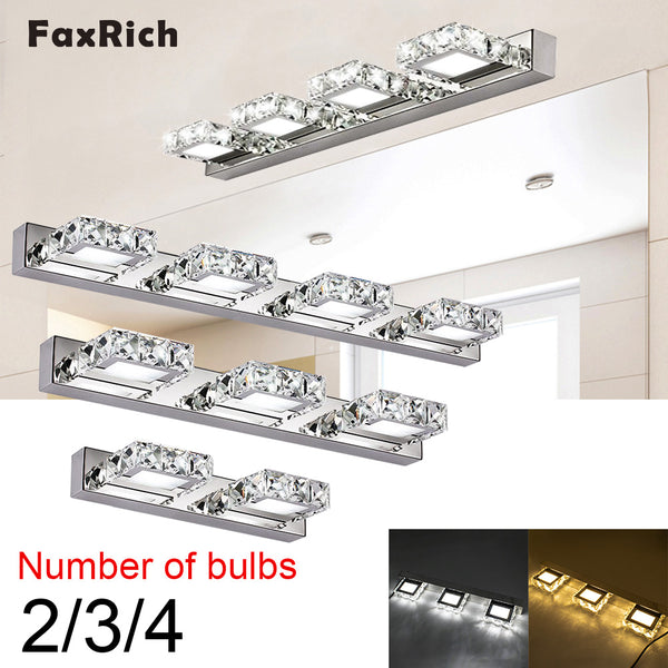 FaxRich 9W Three Lights Crystal Surface Bathroom Bedroom Lamp Warm White Light Silver