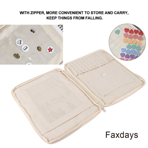Faxdays Beige Multifunction Large Capacity Children Paintbrush Crayons Storage Stationery Bag