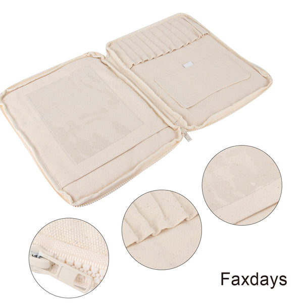 Faxdays Beige Multifunction Large Capacity Children Paintbrush Crayons Storage Stationery Bag