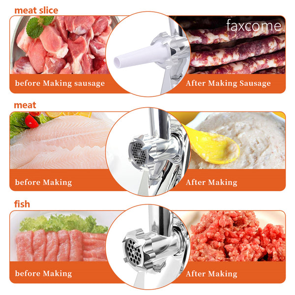 faxcome Electric Meat Grinder Sausage Maker with Handle Black