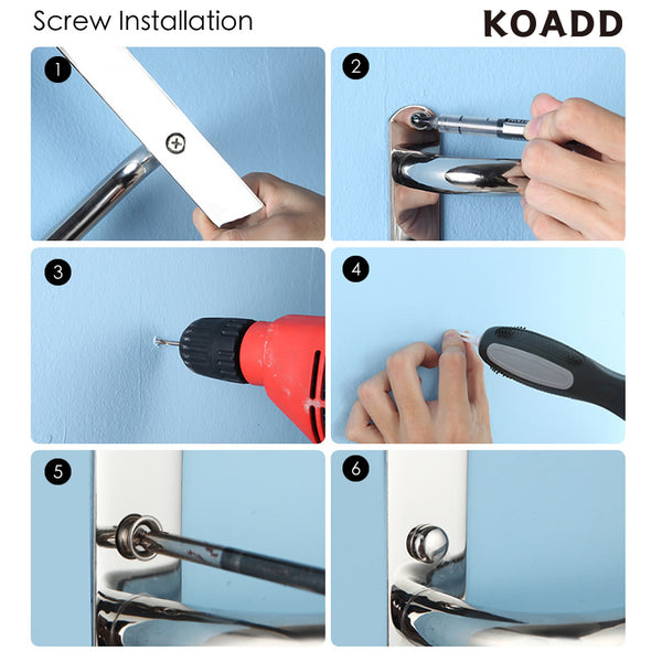 KOADD 304 Stainless Steel Hand Polishing Finished Three Towel Bars Towel Rack Wall Mounted Multilayer Bathroom Accessories KJWY003YIN-45CM