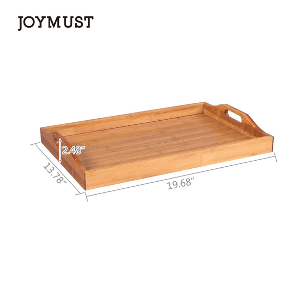 JOYMUST Tray With Handles Wood Color
