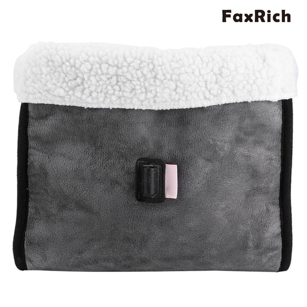 FaxRich 100-240V Electric Foot Warmer Detachable Feet Heating Boot Heater Shoes US Plug (Grey)