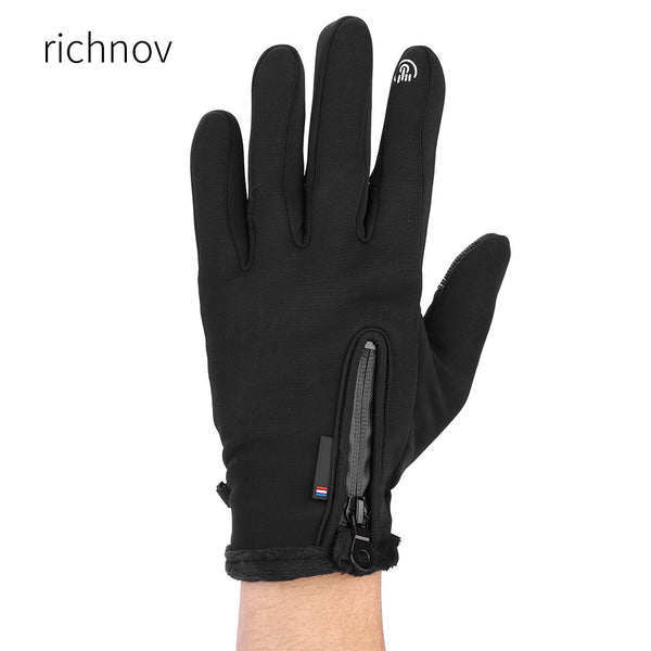 richnov Winter Sports Windproof Waterproof Thick Thermal Screen Touch Warm Full Finger Ski Gloves (L)