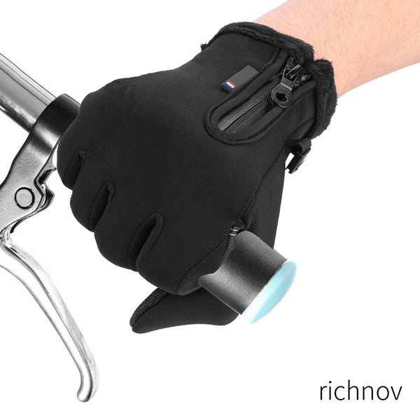richnov Winter Sports Windproof Waterproof Thick Thermal Screen Touch Warm Full Finger Ski Gloves (L)