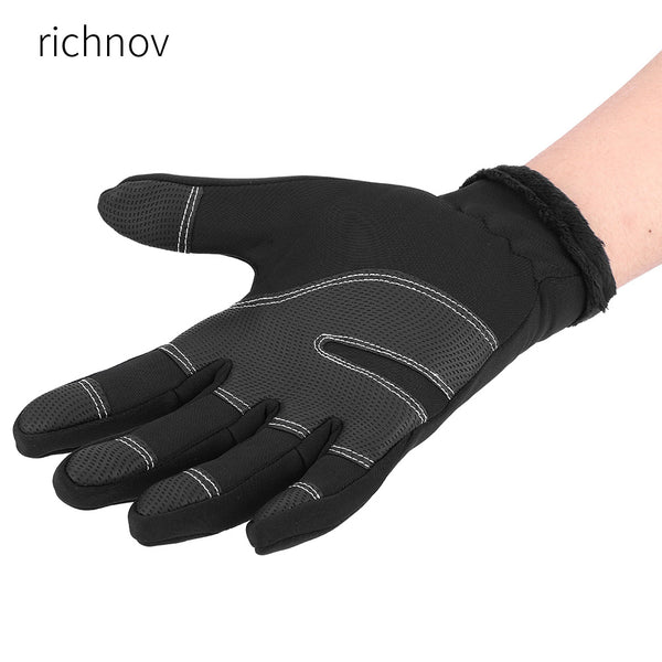 richnov Winter Sports Windproof Waterproof Thick Thermal Screen Touch Warm Full Finger Ski Gloves (L)