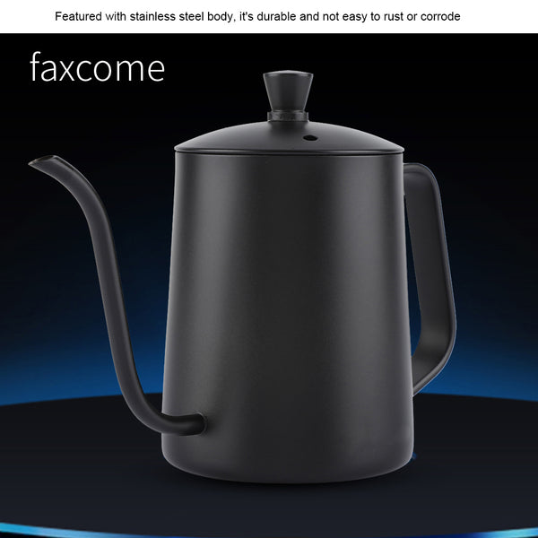 faxcome 550ml faxcome Stainless Steel Long Gooseneck Coffee Pot Kettle with Lid for Home Kitchen Coffee Shop